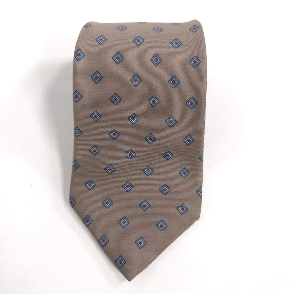 CHRISTIAN DIOR Men's Silk Tie Taupe Fabric Woven Italy Vintage USA Made WPL125‎